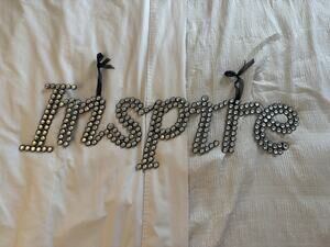 "Inspire" Decorative Wall Hanging Rhinestones Black Ribbon Glam Home Decor